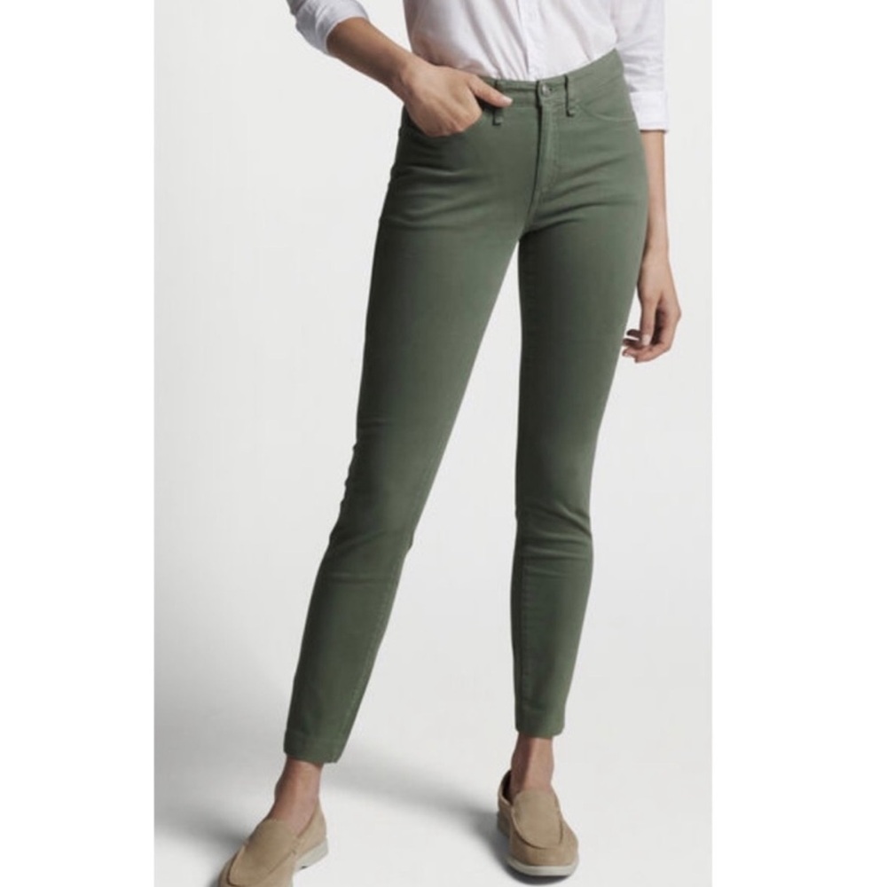 Peter Millar Karlie Sateen High-Rise Pants Eucalyptus Olive Green Women's 6 NWT